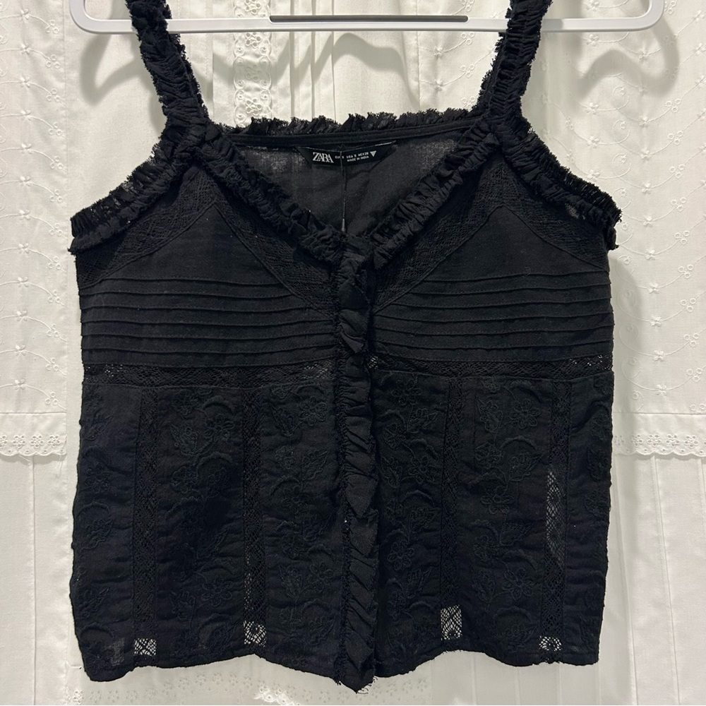 Zara Black Ruffle Top
